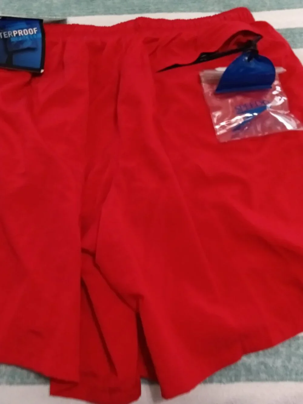 NWT VINTAGE SPEEDO SWIM TRUNKS (SHORTS) RED, SIZE LARGE.